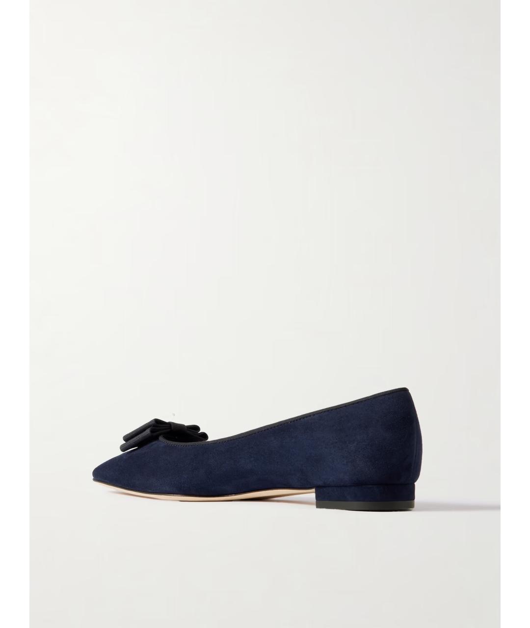 MANOLO BLAHNIK Темно-синие замшевые балетки, фото 3
