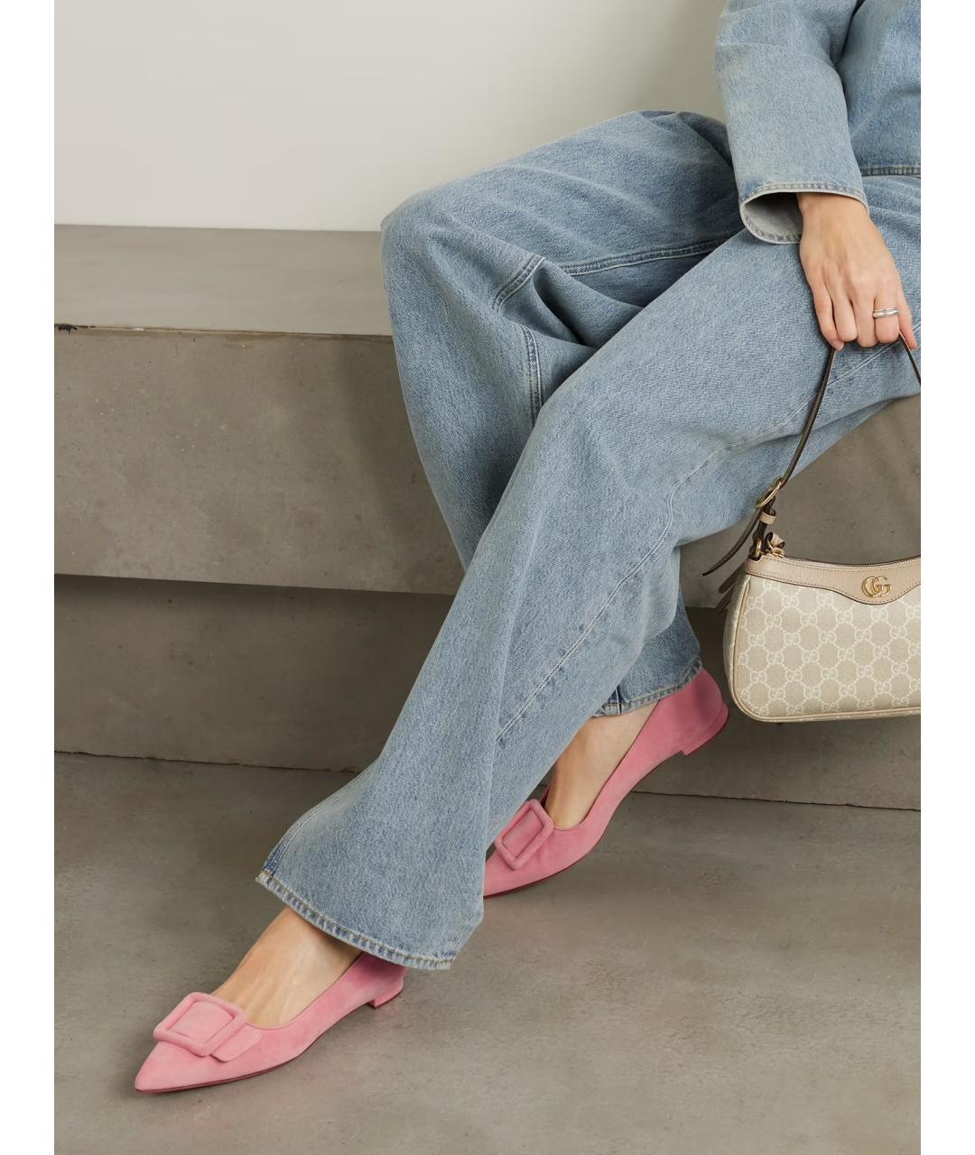 MANOLO BLAHNIK Розовые замшевые балетки, фото 2