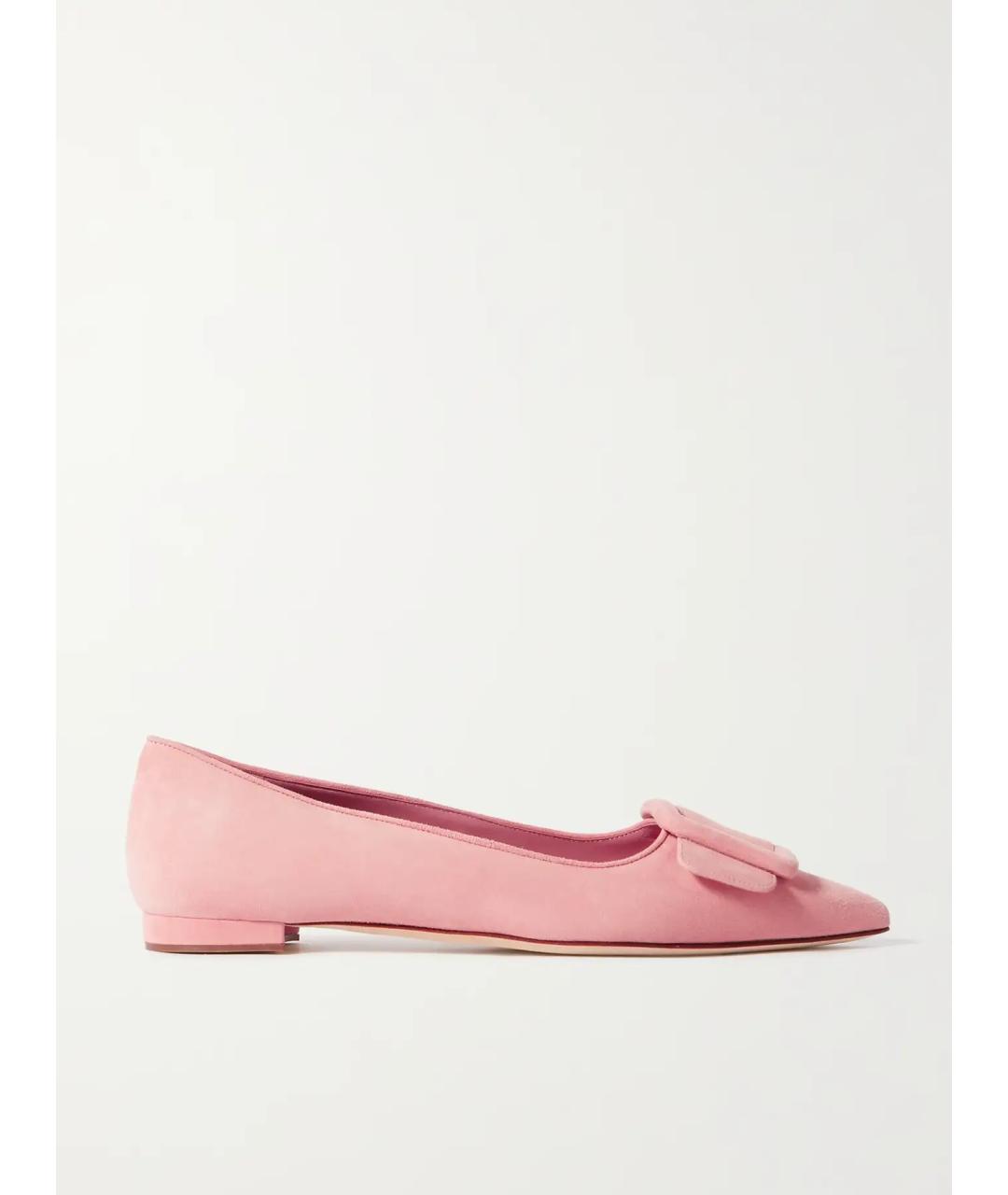 MANOLO BLAHNIK Розовые замшевые балетки, фото 6