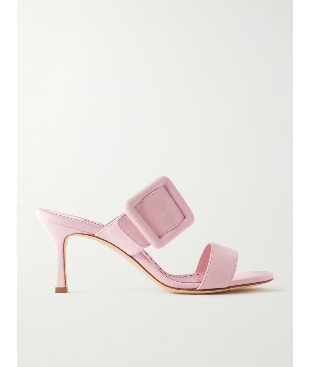 MANOLO BLAHNIK Розовые замшевые мюли, фото 5