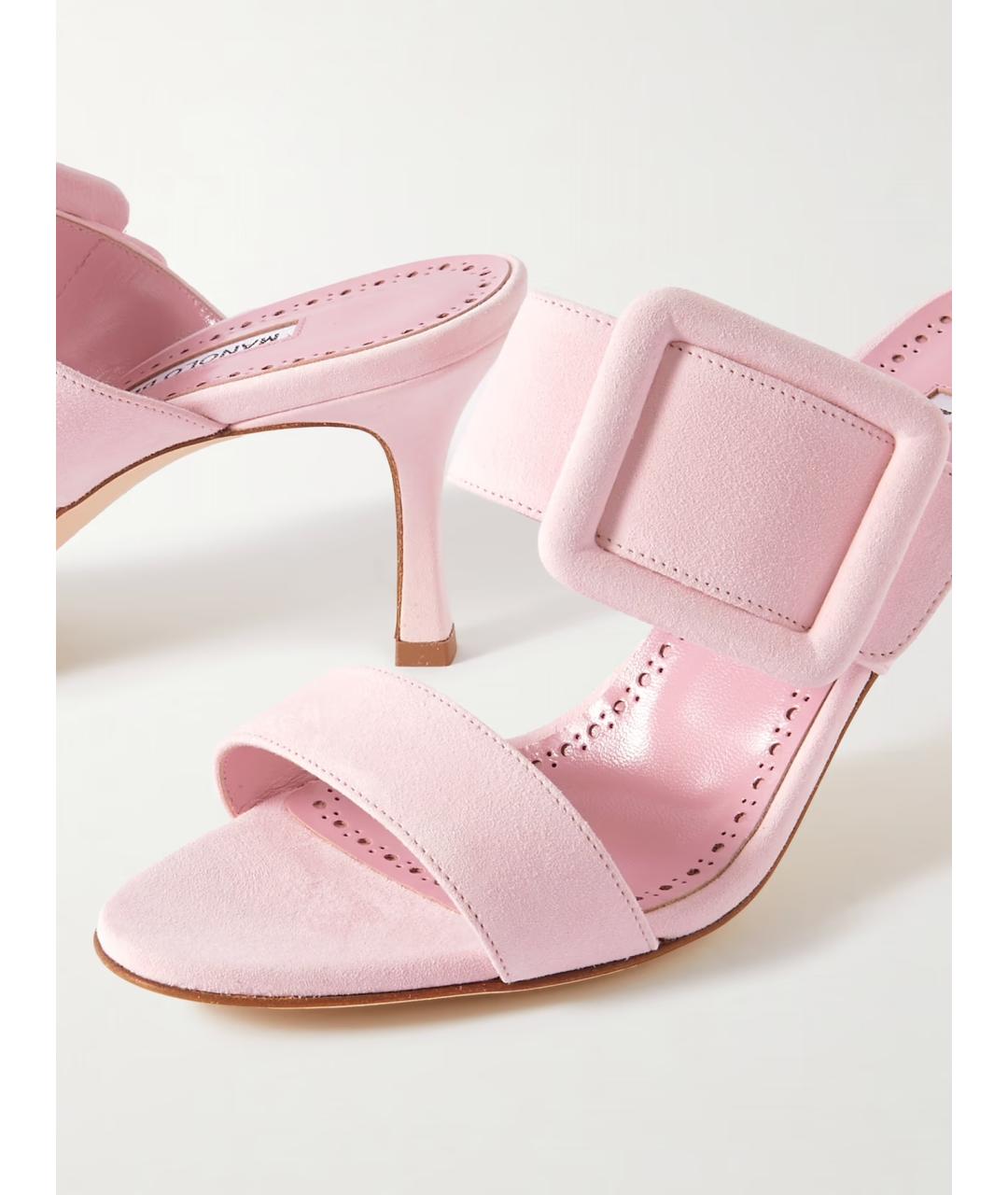 MANOLO BLAHNIK Розовые замшевые мюли, фото 3