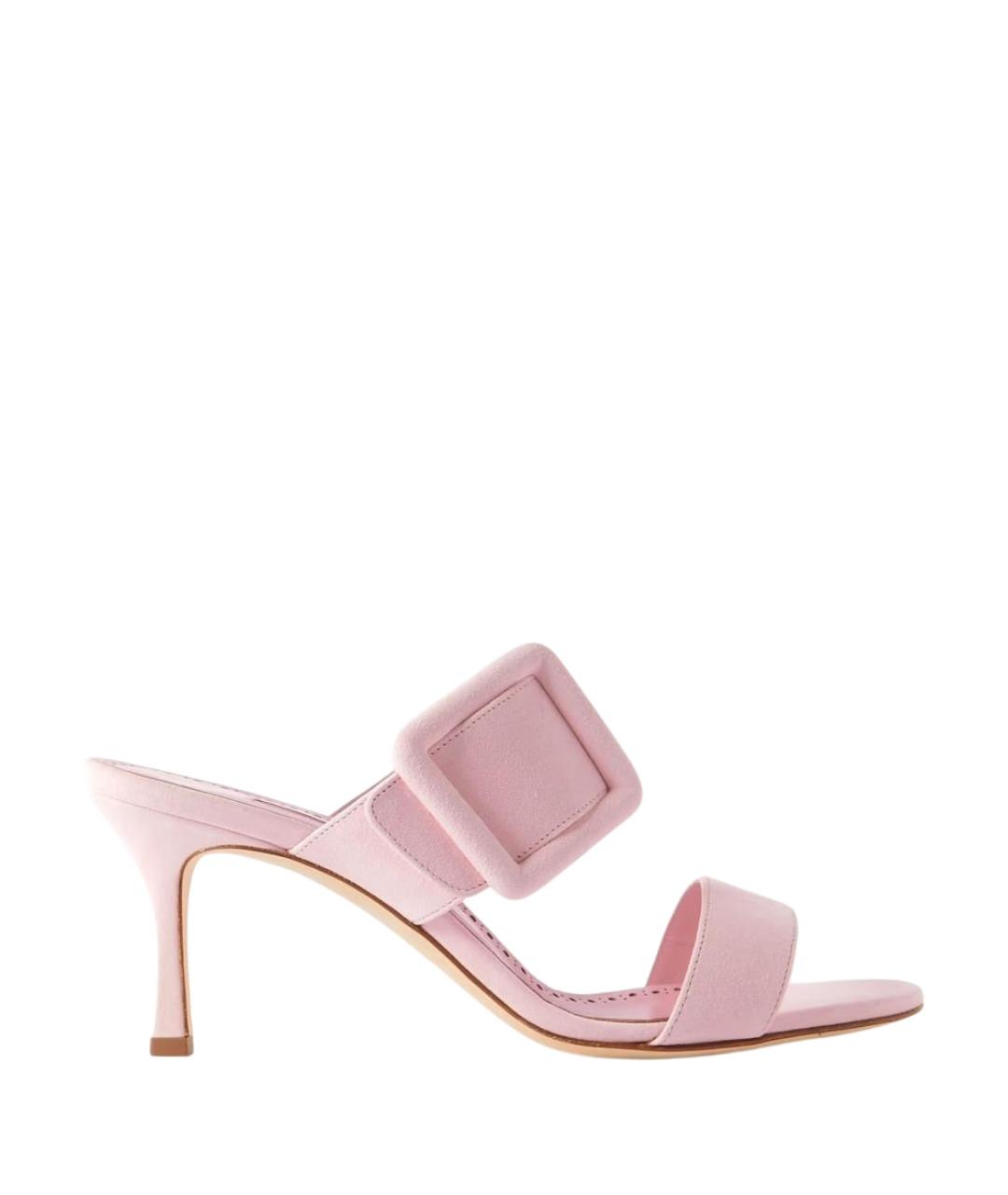MANOLO BLAHNIK Розовые замшевые мюли, фото 1