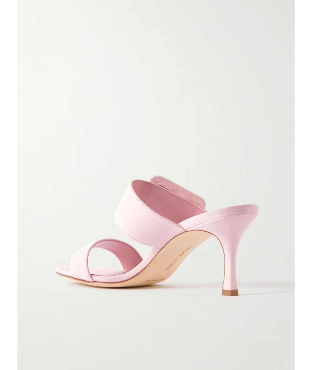 MANOLO BLAHNIK Розовые замшевые мюли, фото 4