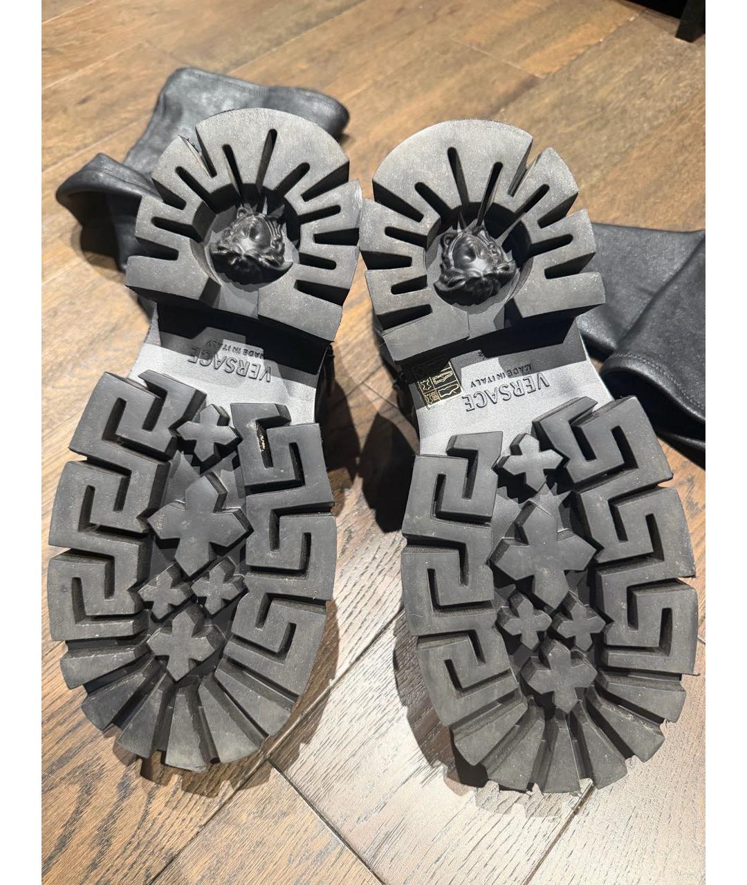 VERSACE Черные кожаные ботфорты, фото 3