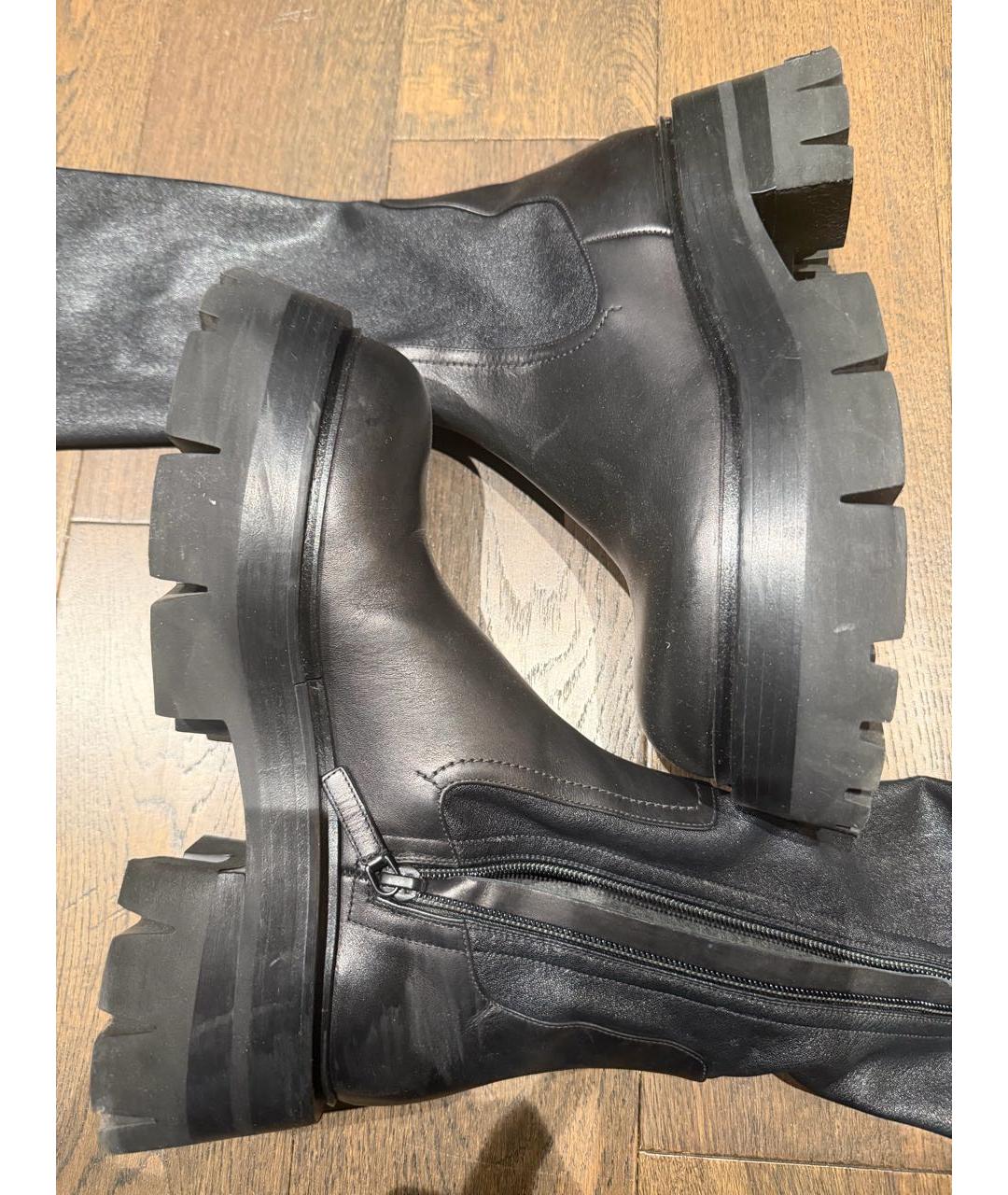 VERSACE Черные кожаные ботфорты, фото 2