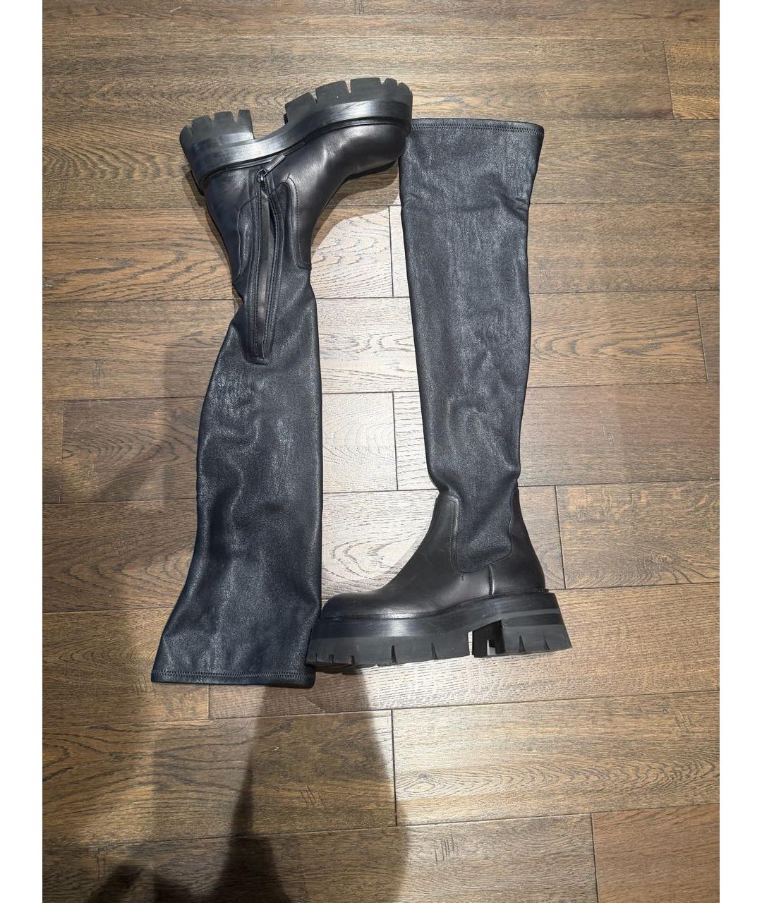 VERSACE Черные кожаные ботфорты, фото 4