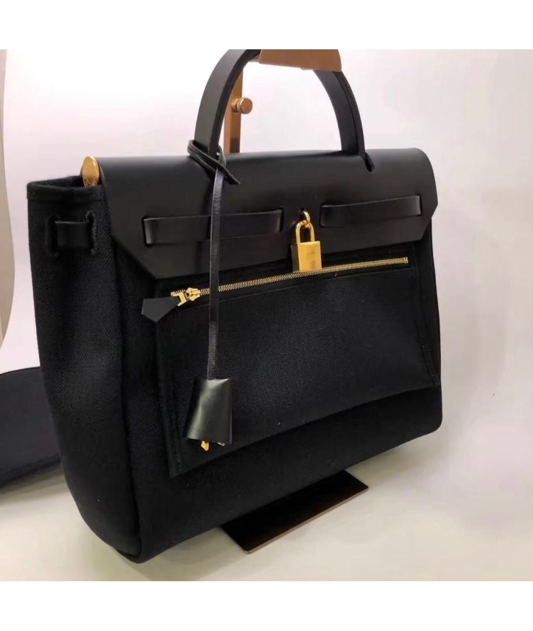 HERMES Черная тканевая сумка через плечо, фото 5