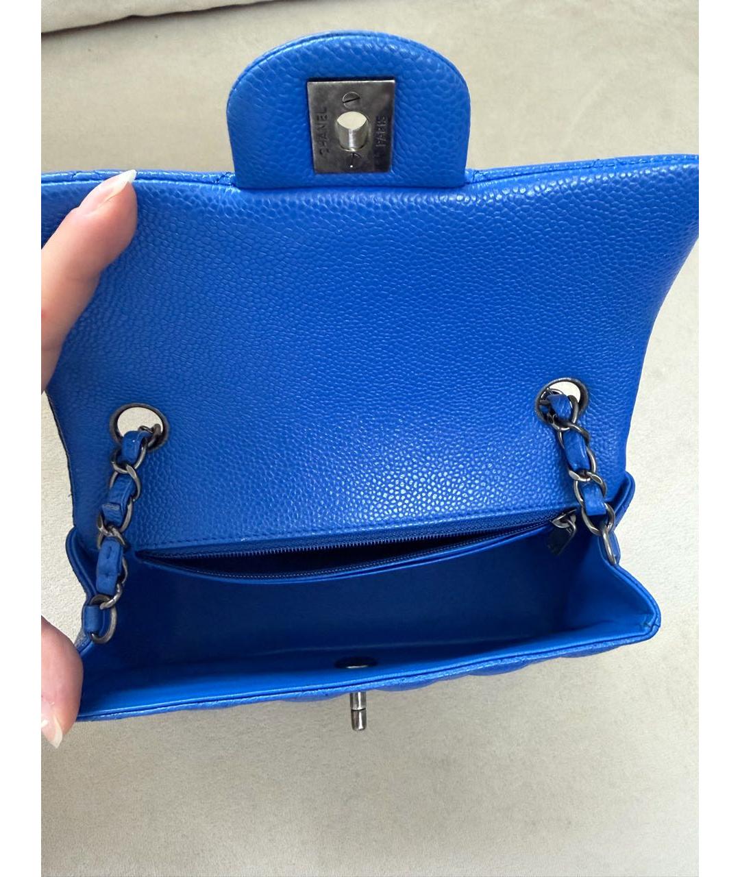 CHANEL Синяя кожаная сумка через плечо, фото 4