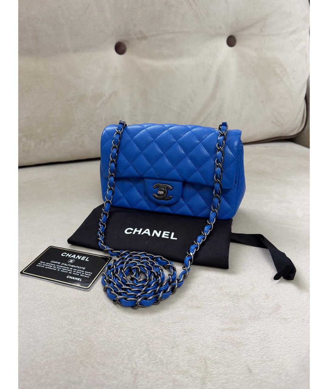 CHANEL Синяя кожаная сумка через плечо, фото 7