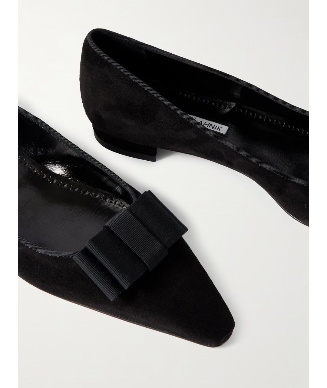 MANOLO BLAHNIK Черные замшевые балетки, фото 4