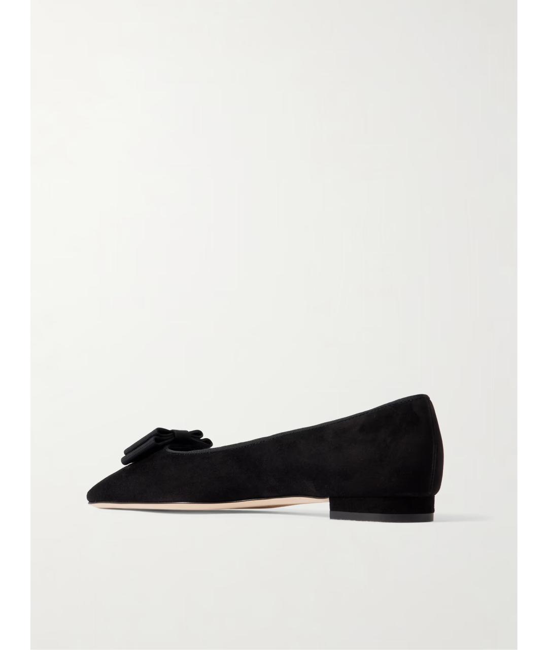 MANOLO BLAHNIK Черные замшевые балетки, фото 3