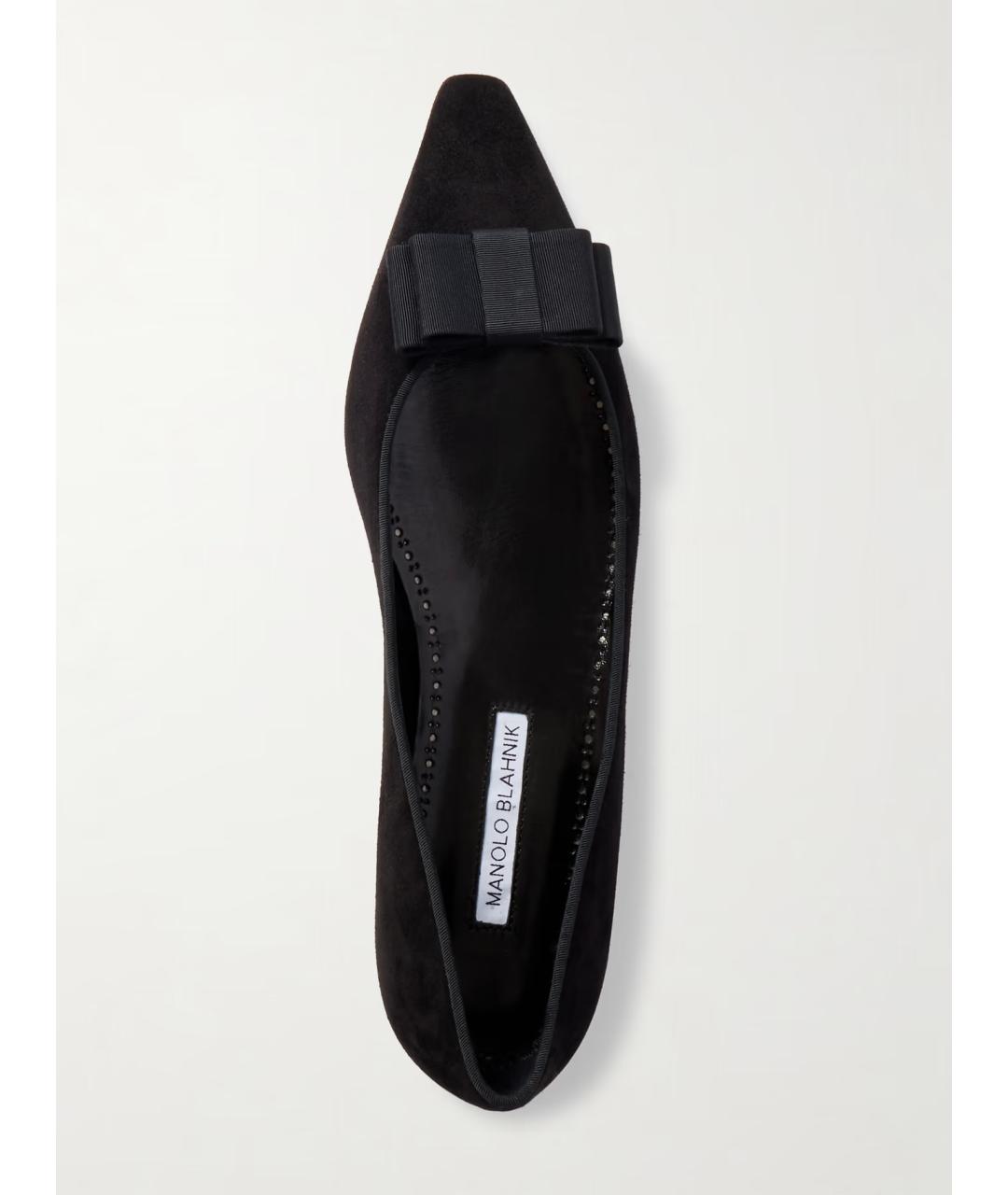 MANOLO BLAHNIK Черные замшевые балетки, фото 5