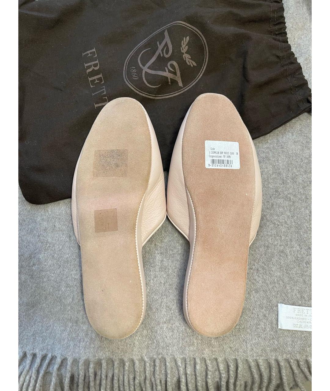 FRETTE Розовые кожаные шлепанцы, фото 4