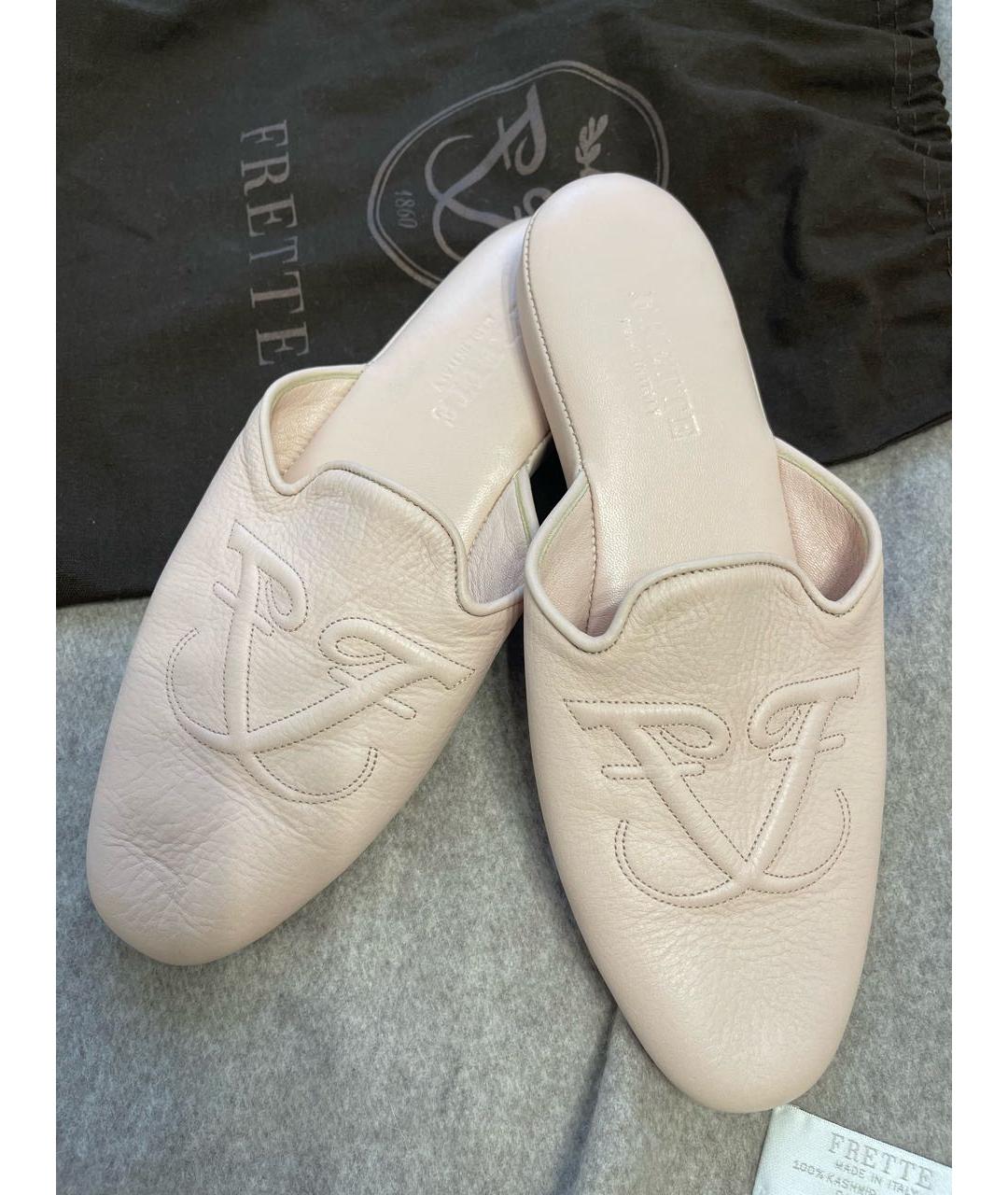 FRETTE Розовые кожаные шлепанцы, фото 7