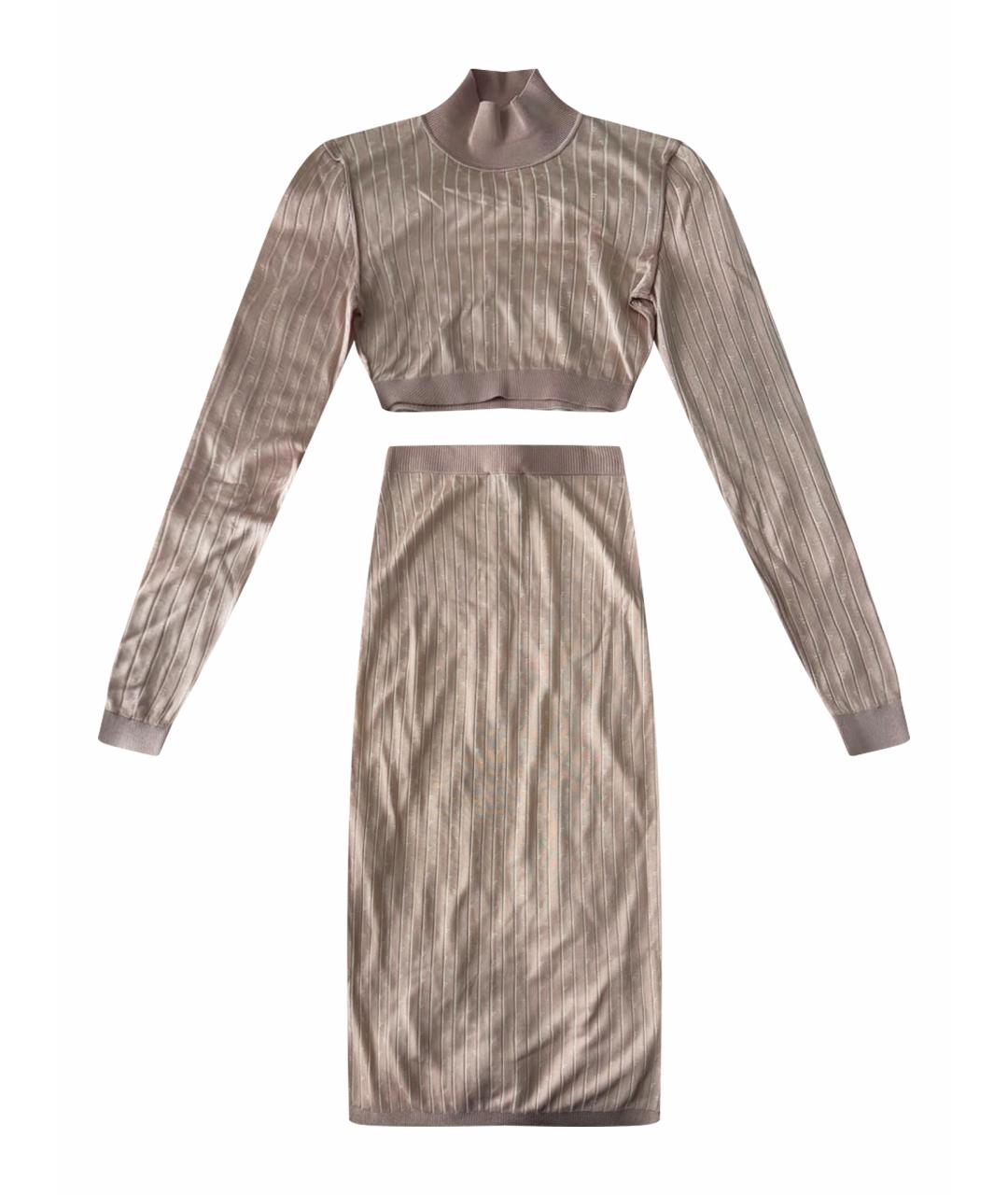 FENDI Коралловый вискозный костюм с юбками, фото 1