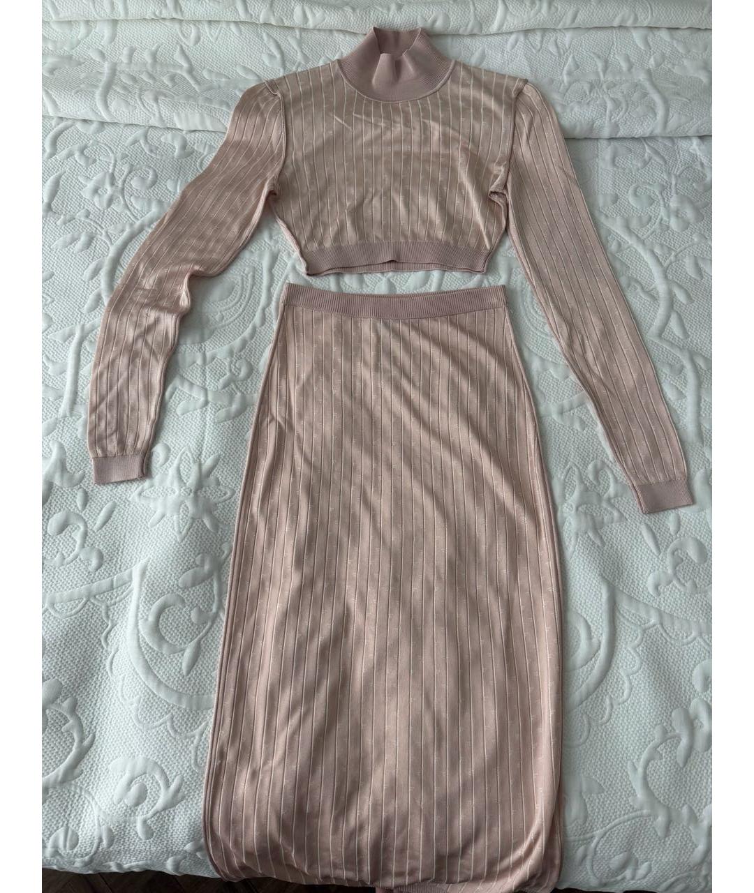 FENDI Коралловый вискозный костюм с юбками, фото 5