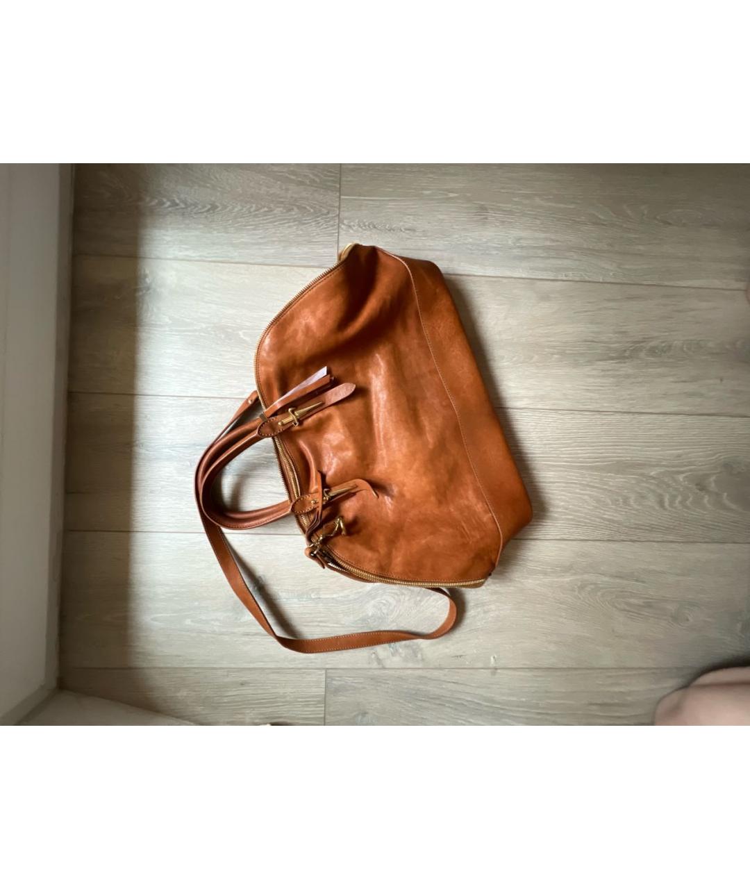 CESARE PACIOTTI Оранжевая кожаная сумка с короткими ручками, фото 3