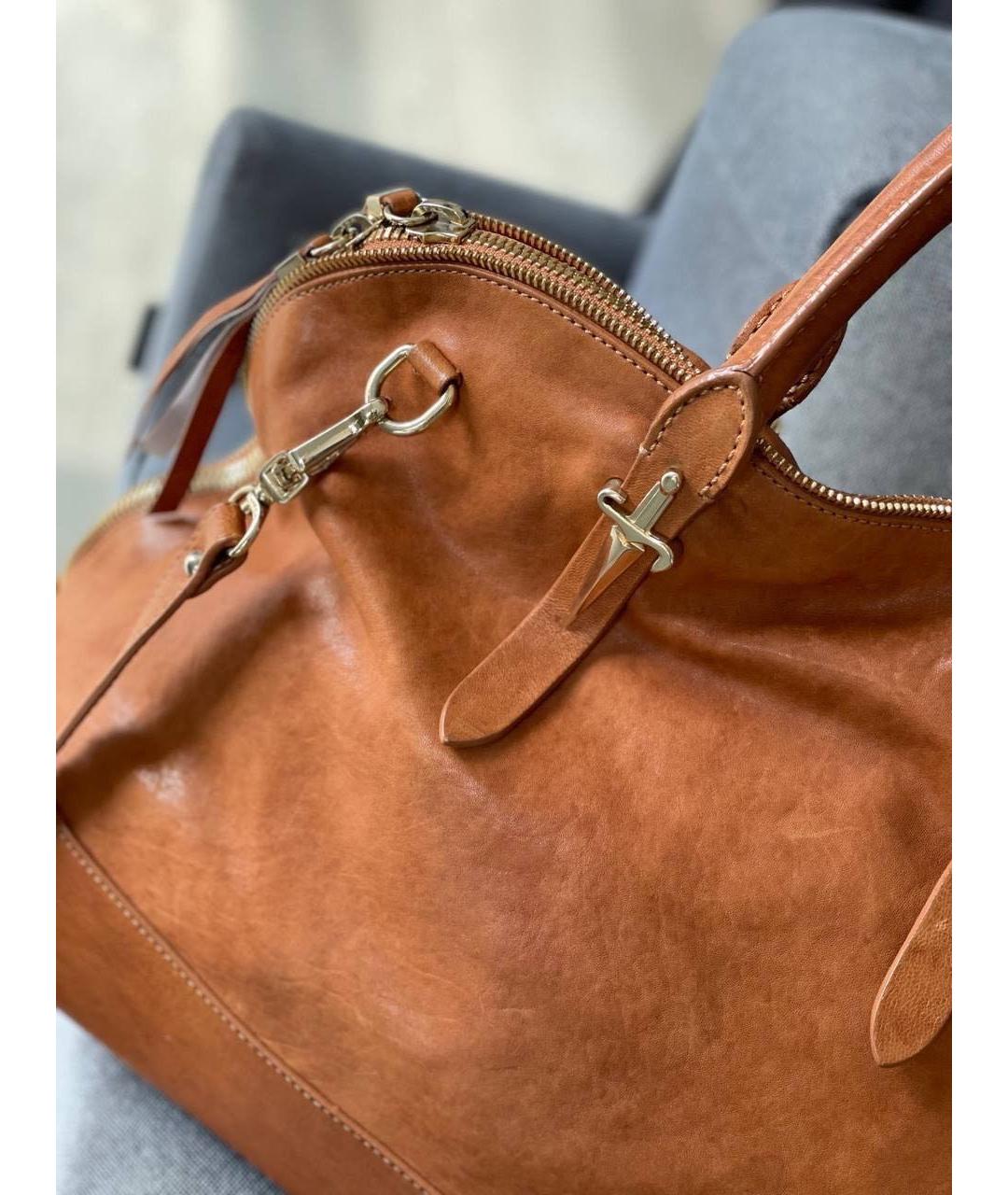 CESARE PACIOTTI Оранжевая кожаная сумка с короткими ручками, фото 8