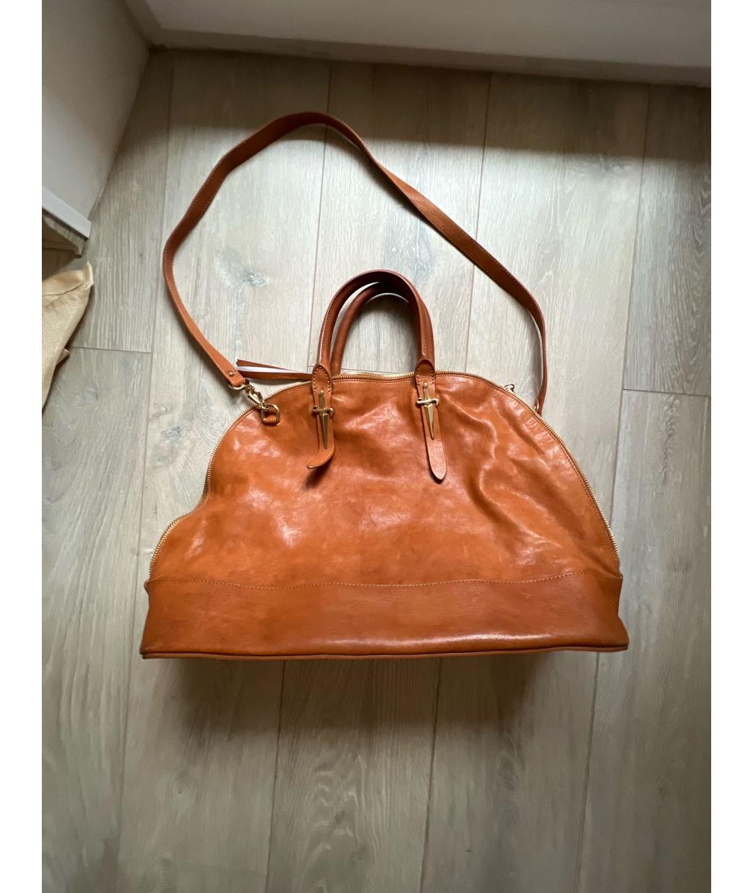 CESARE PACIOTTI Оранжевая кожаная сумка с короткими ручками, фото 9