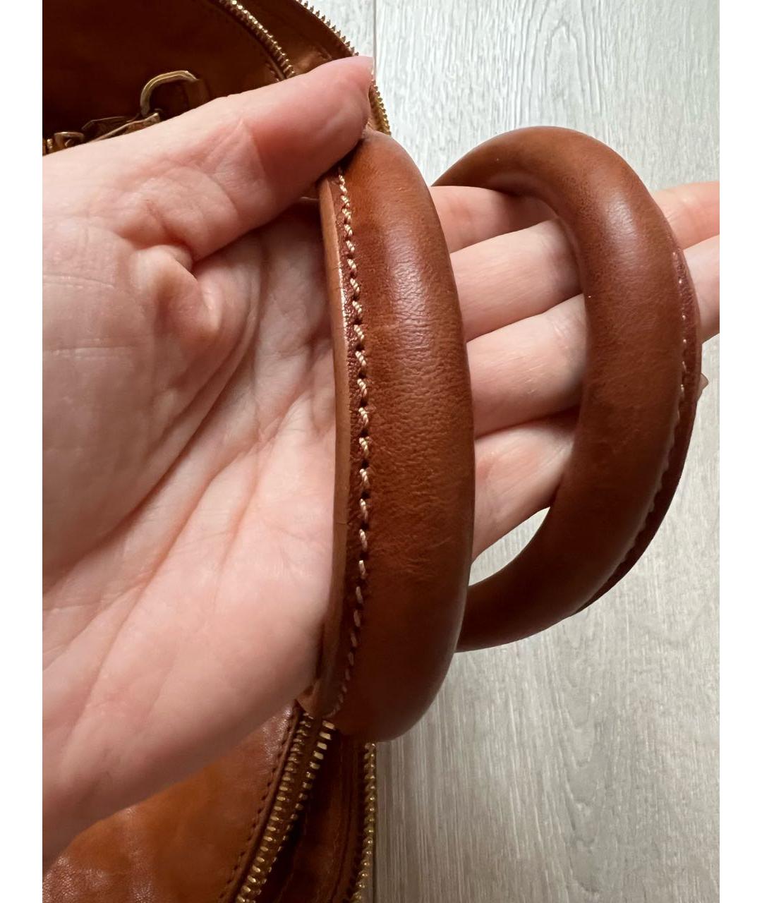 CESARE PACIOTTI Оранжевая кожаная сумка с короткими ручками, фото 6