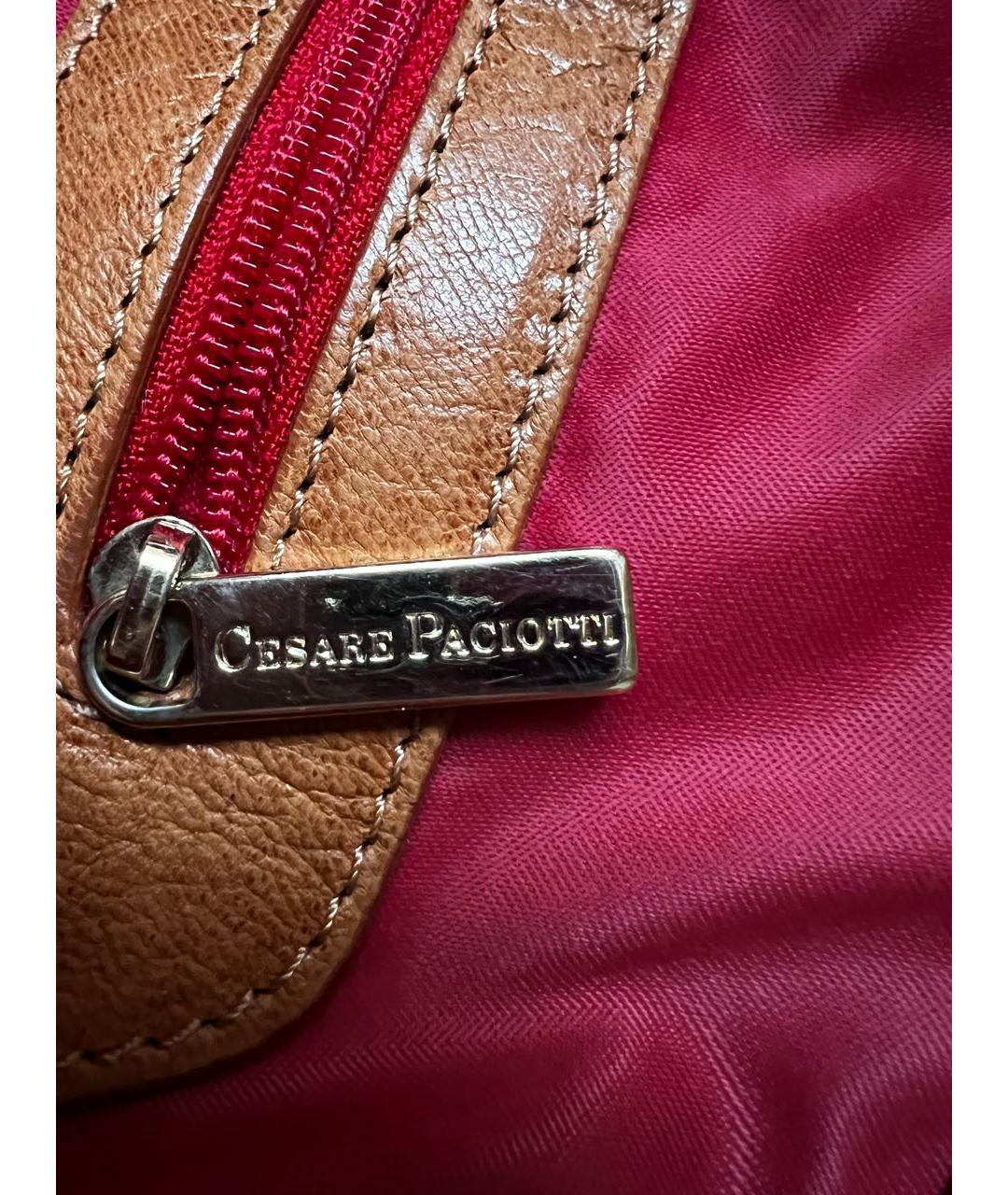 CESARE PACIOTTI Оранжевая кожаная сумка с короткими ручками, фото 5