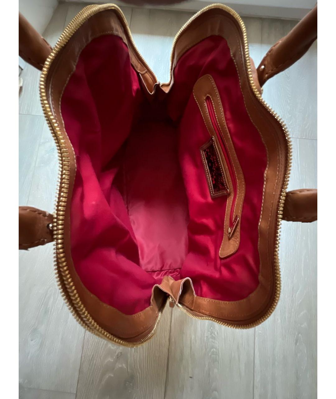 CESARE PACIOTTI Оранжевая кожаная сумка с короткими ручками, фото 4