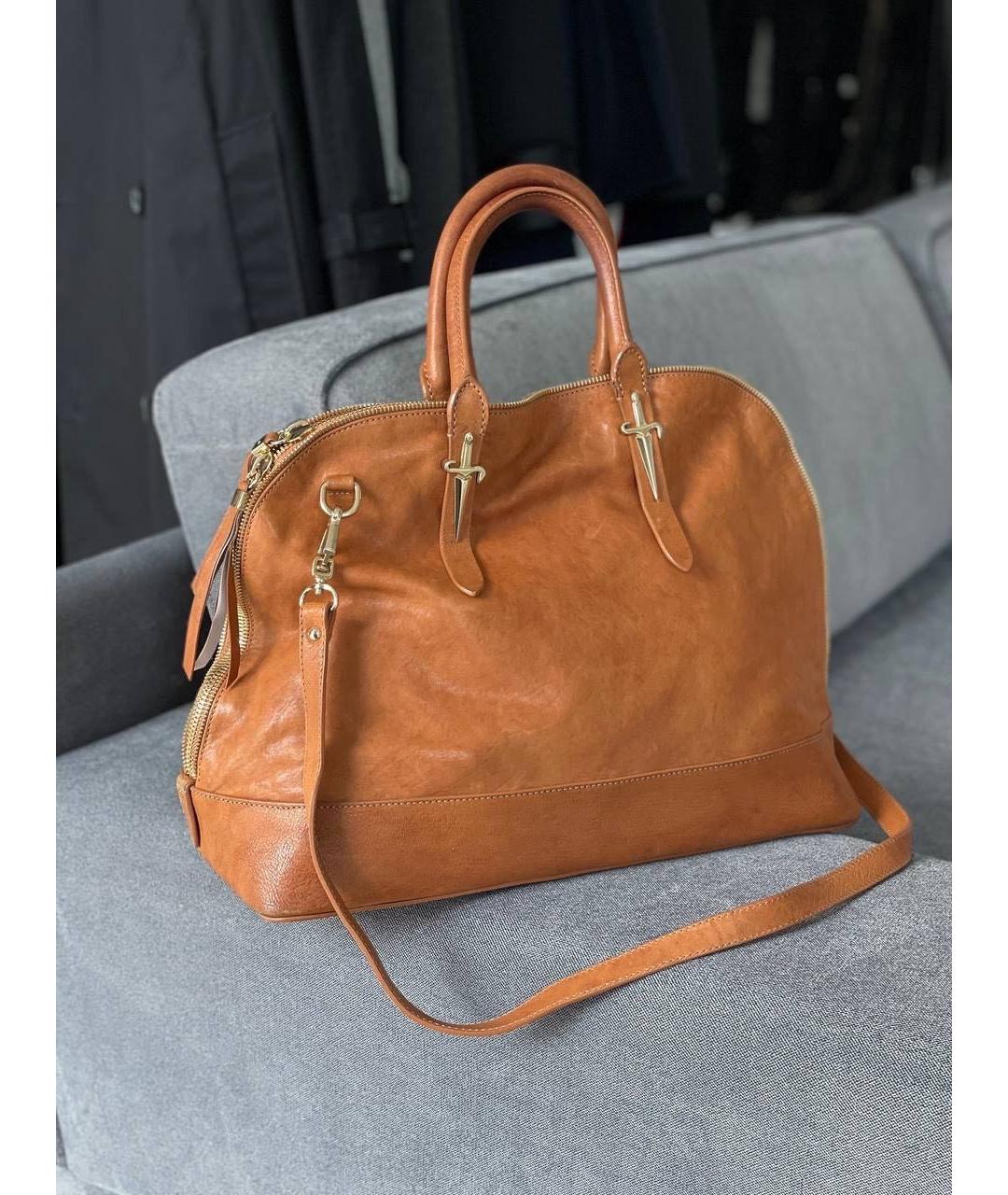 CESARE PACIOTTI Оранжевая кожаная сумка с короткими ручками, фото 7