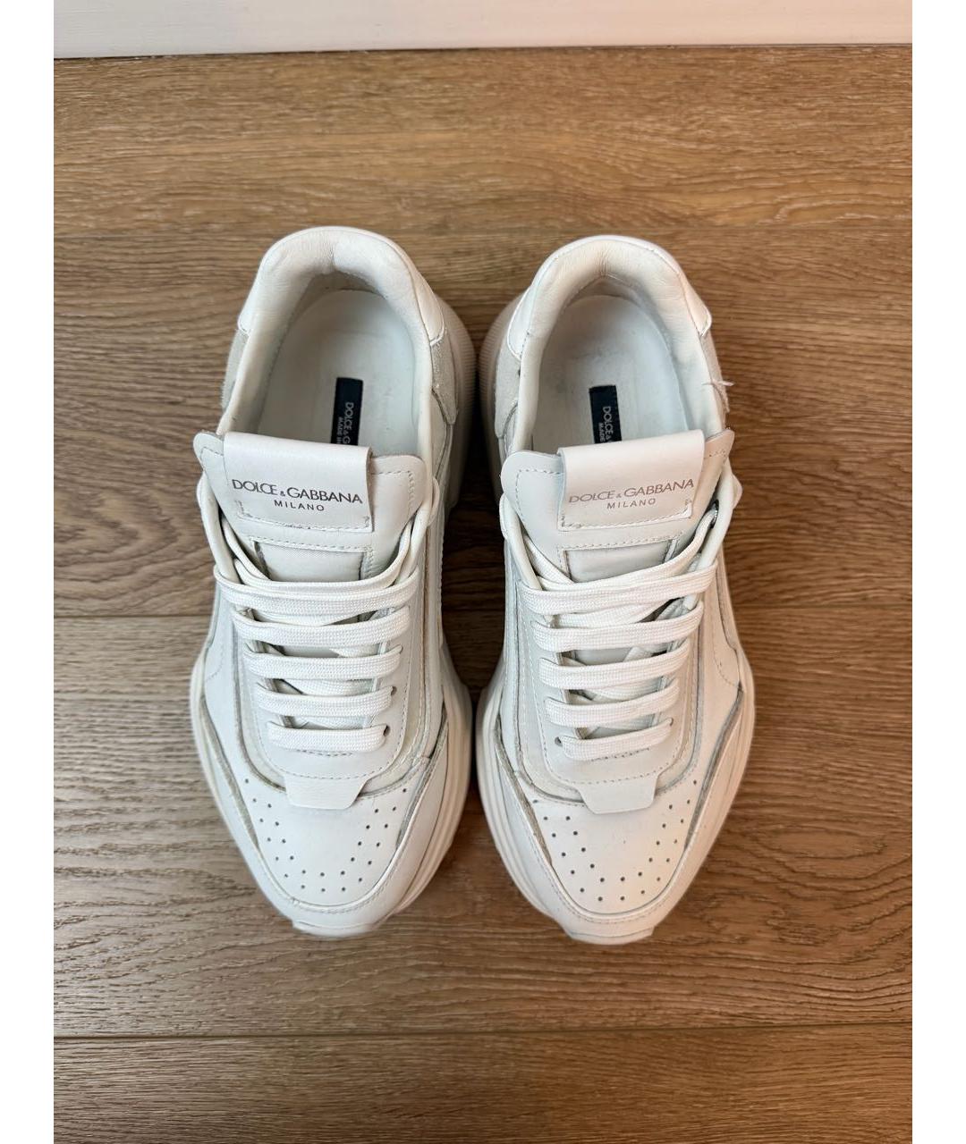 DOLCE&GABBANA Белые кожаные кроссовки, фото 3