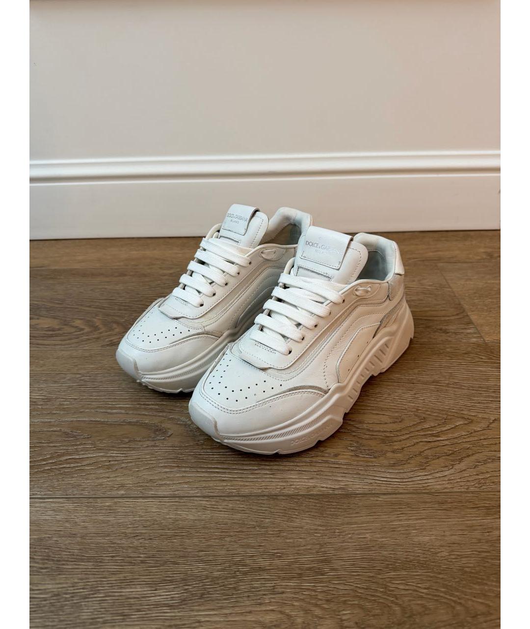 DOLCE&GABBANA Белые кожаные кроссовки, фото 7