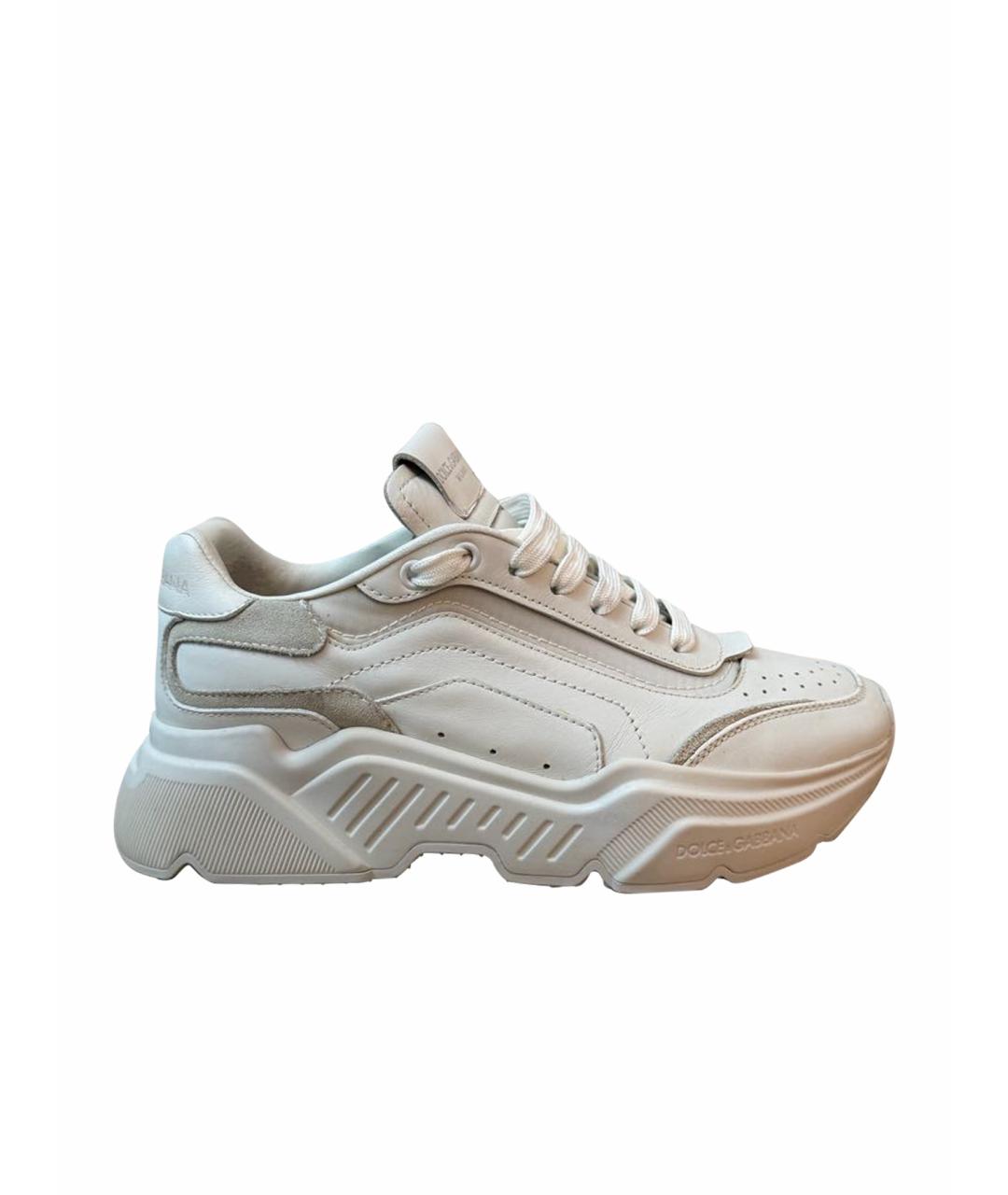 DOLCE&GABBANA Белые кожаные кроссовки, фото 1