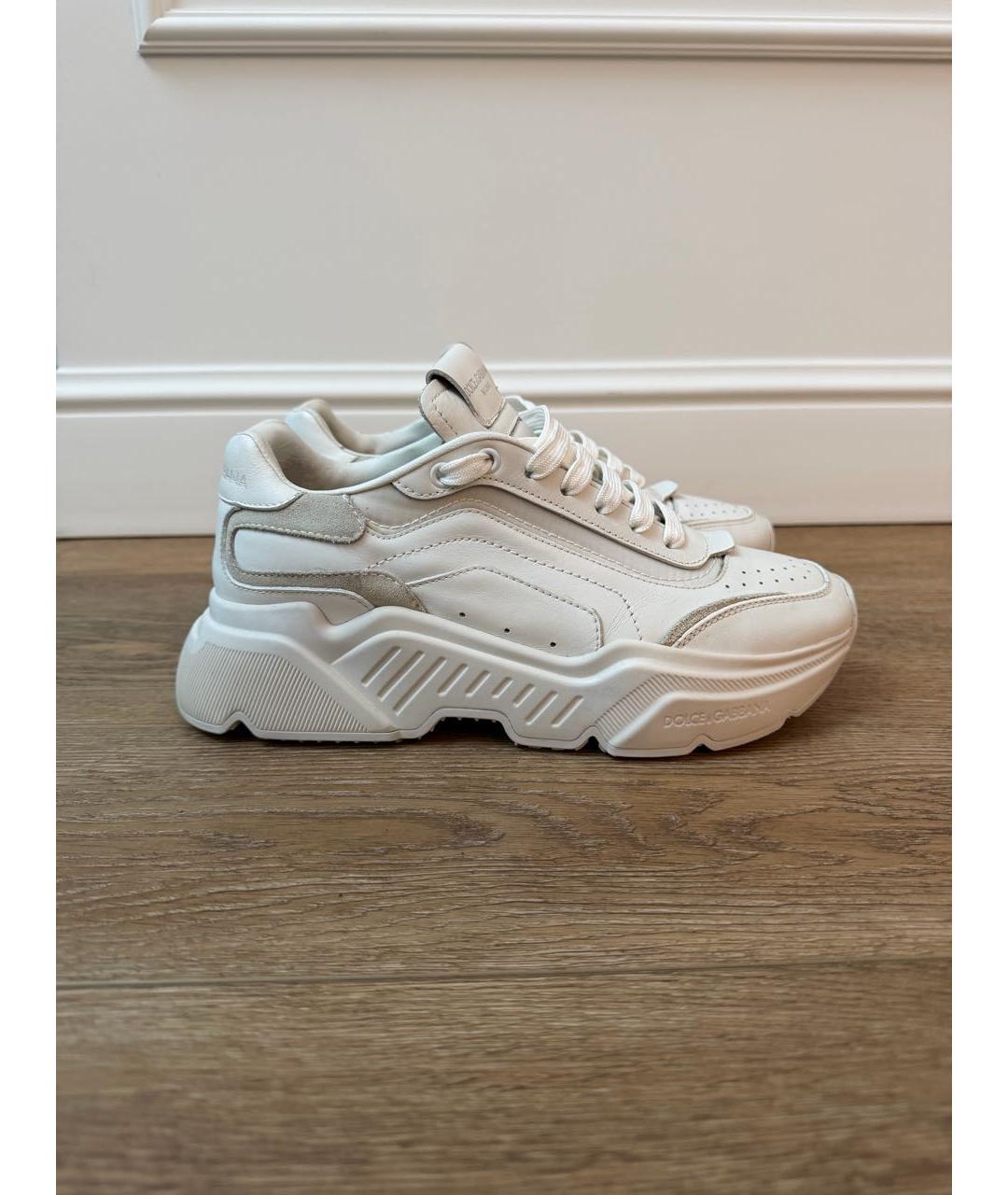 DOLCE&GABBANA Белые кожаные кроссовки, фото 8