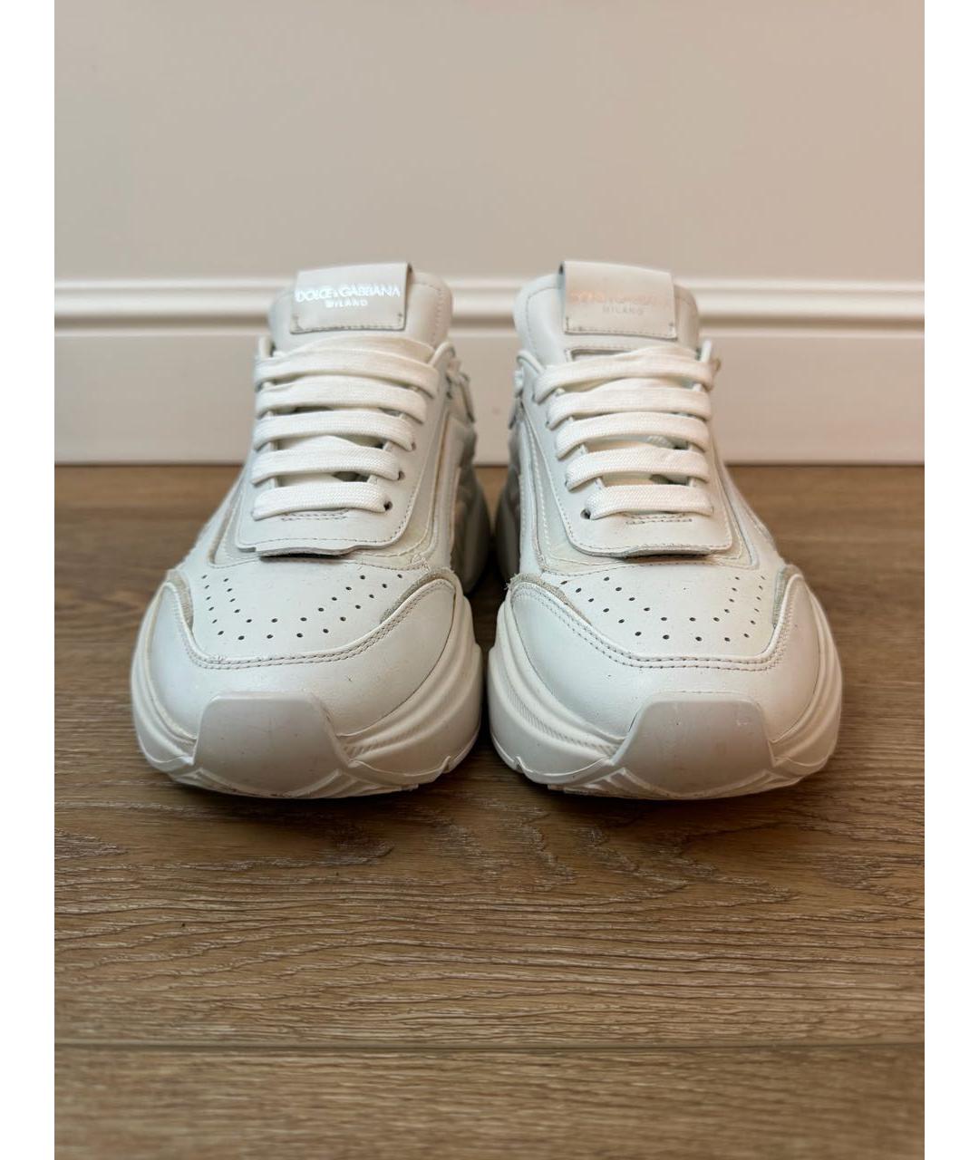 DOLCE&GABBANA Белые кожаные кроссовки, фото 2