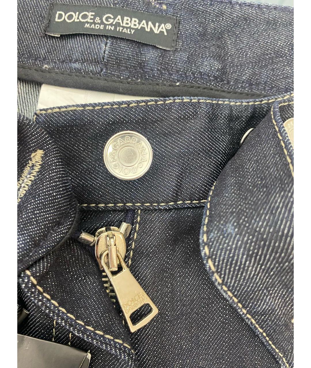 DOLCE&GABBANA Темно-синие хлопко-эластановые прямые джинсы, фото 8