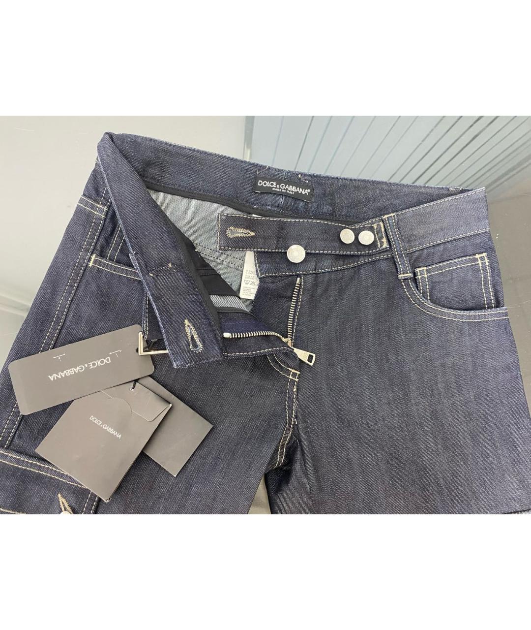 DOLCE&GABBANA Темно-синие хлопко-эластановые прямые джинсы, фото 3