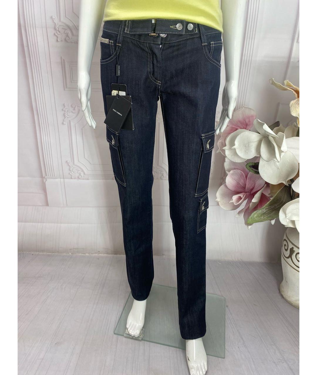 DOLCE&GABBANA Темно-синие хлопко-эластановые прямые джинсы, фото 6