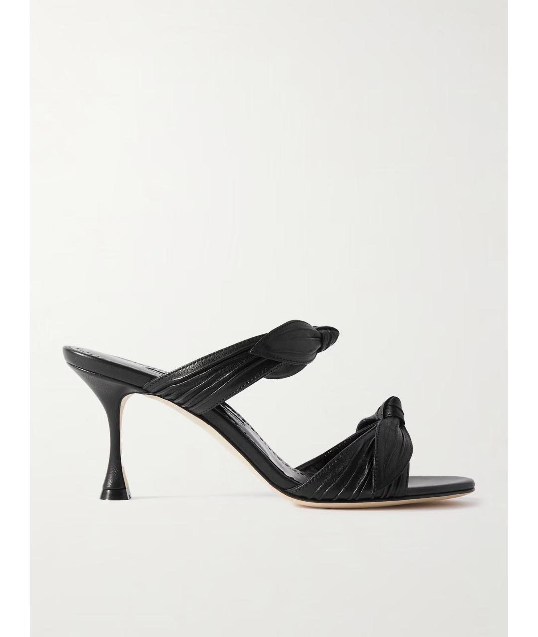 MANOLO BLAHNIK Черные кожаные мюли, фото 5