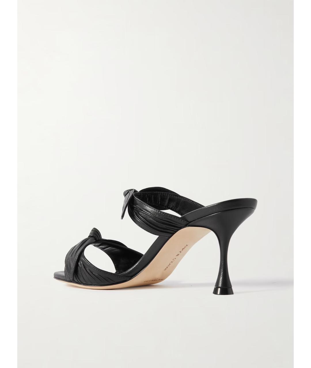 MANOLO BLAHNIK Черные кожаные мюли, фото 3