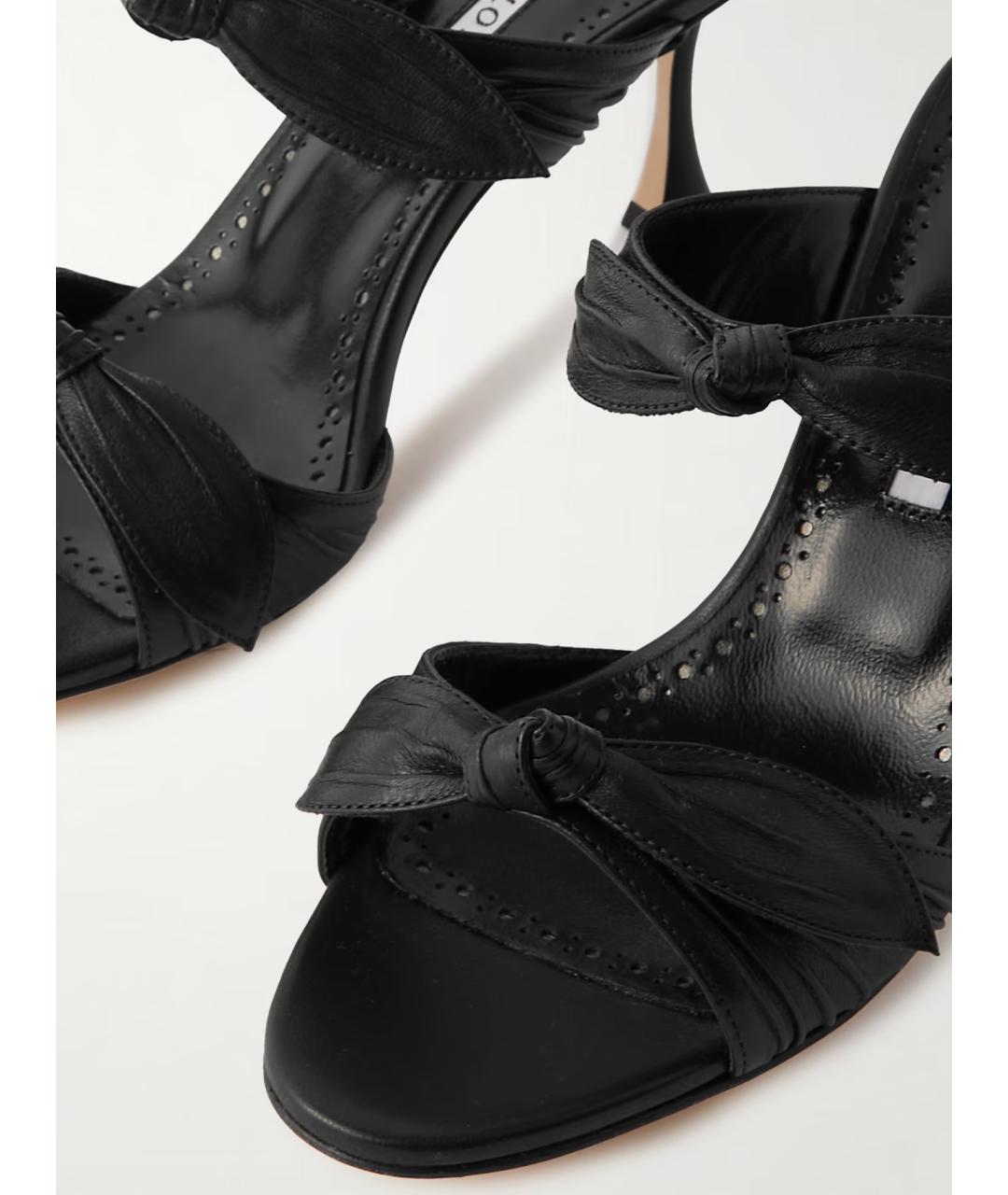 MANOLO BLAHNIK Черные кожаные мюли, фото 4