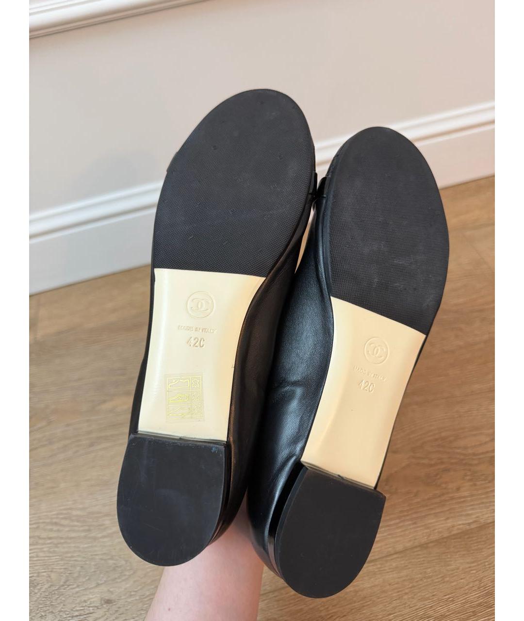 CHANEL Черные кожаные балетки, фото 5