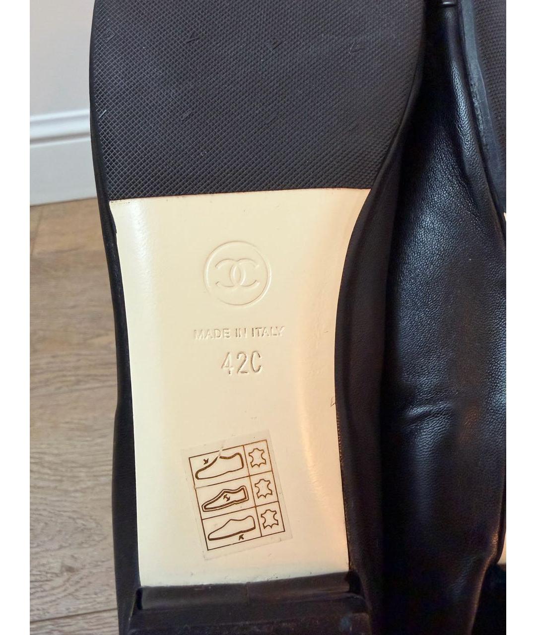 CHANEL Черные кожаные балетки, фото 6