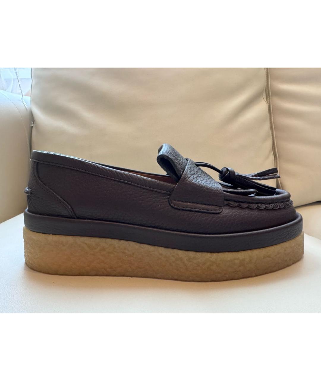 CHLOE Коричневые кожаные лоферы, фото 9