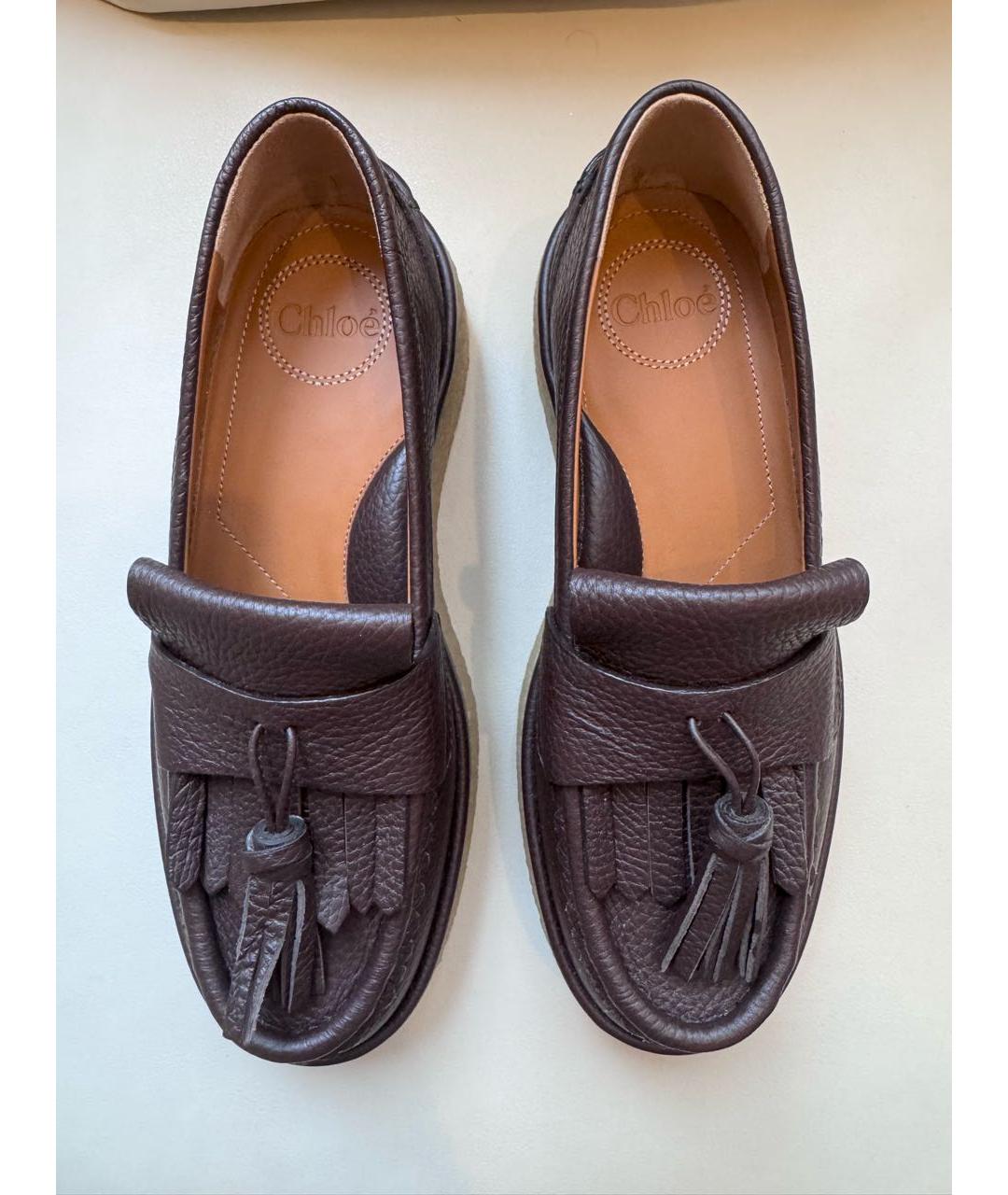 CHLOE Коричневые кожаные лоферы, фото 2