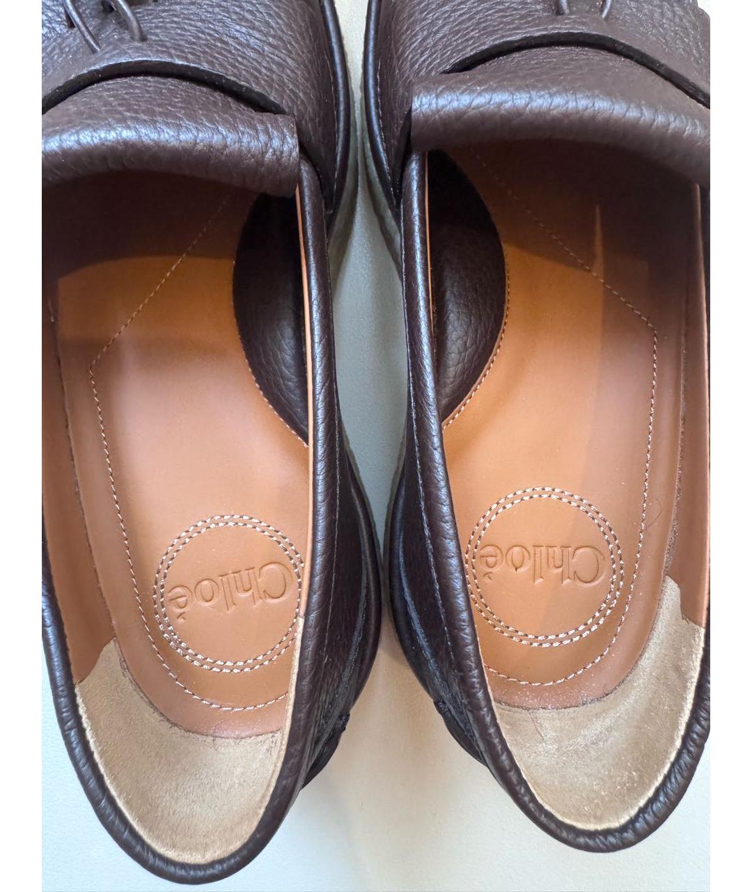 CHLOE Коричневые кожаные лоферы, фото 3
