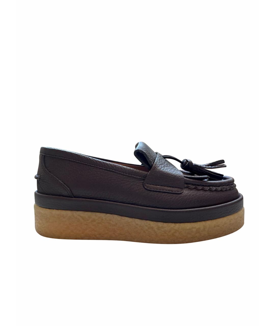 CHLOE Коричневые кожаные лоферы, фото 1