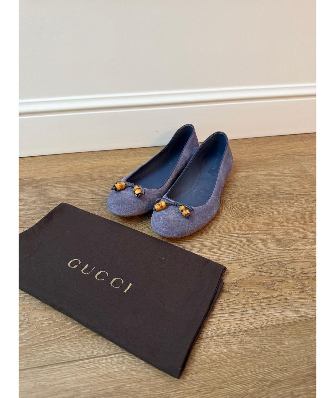 GUCCI Синие замшевые балетки, фото 7