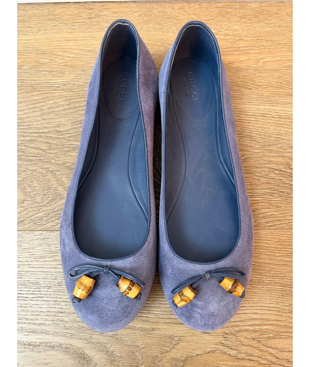 GUCCI Синие замшевые балетки, фото 3