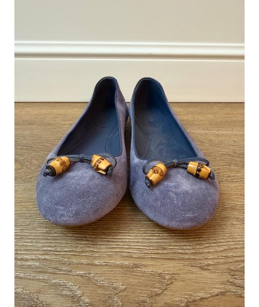 GUCCI Синие замшевые балетки, фото 2