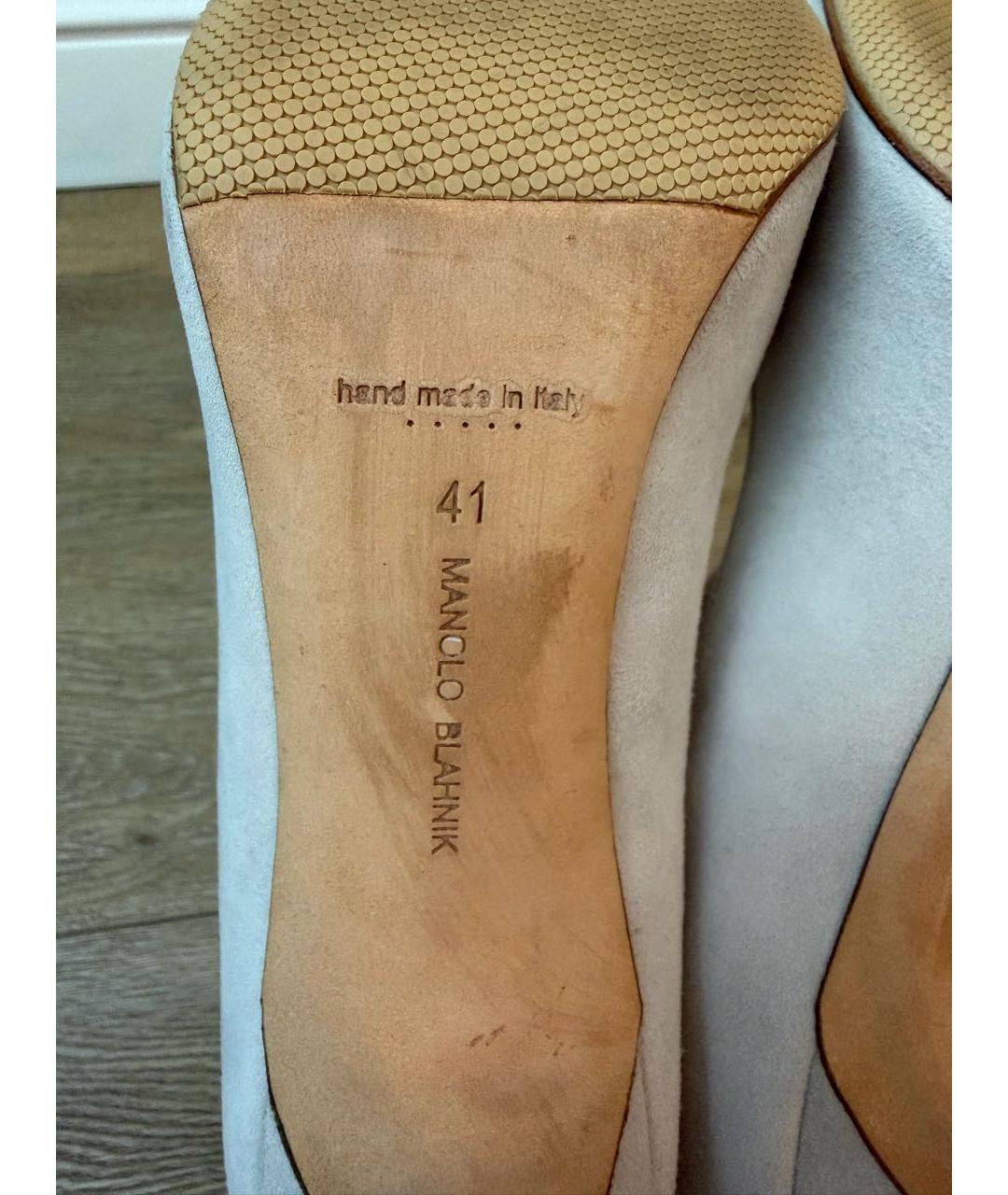 MANOLO BLAHNIK Бежевые замшевые туфли, фото 6