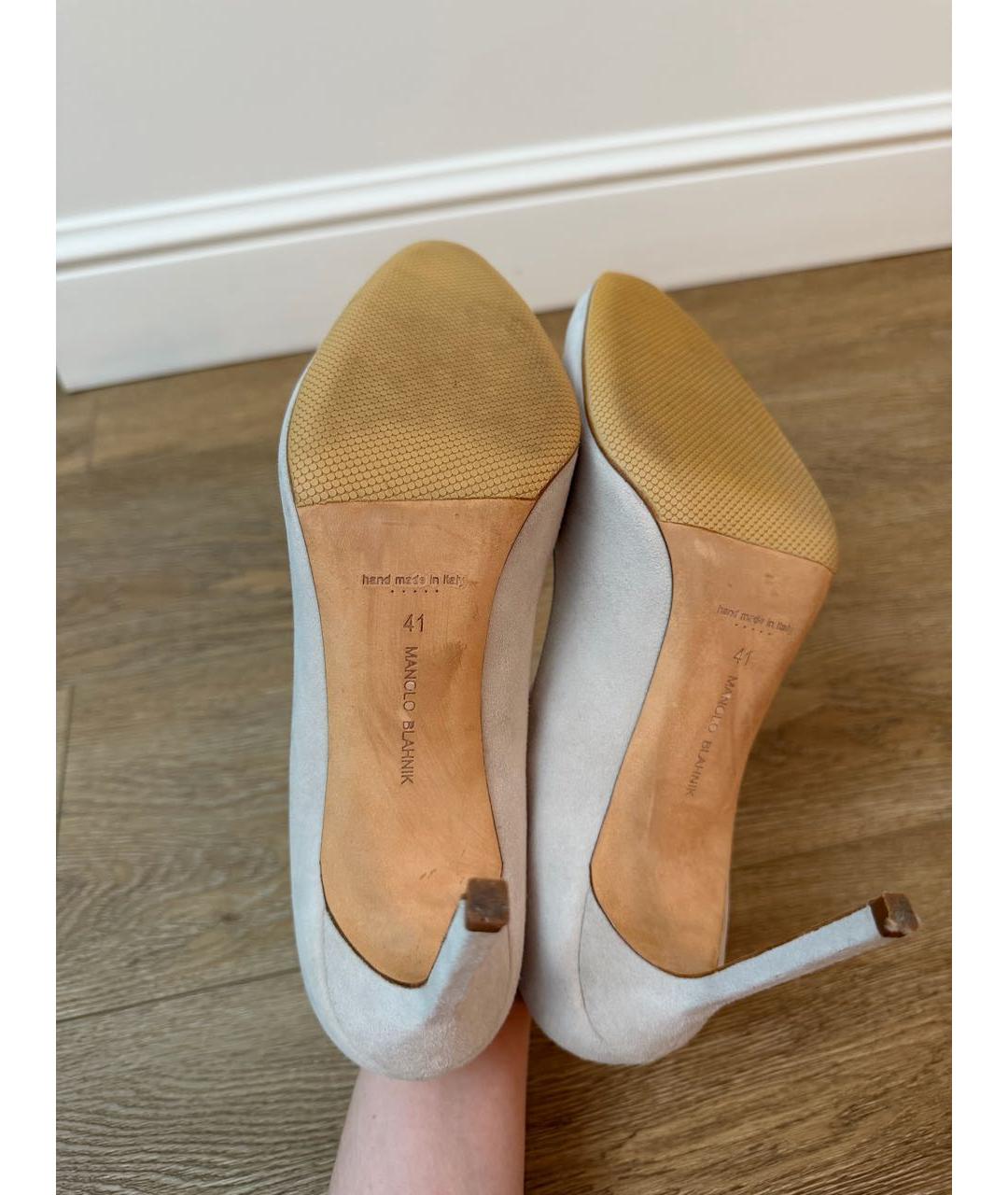 MANOLO BLAHNIK Бежевые замшевые туфли, фото 5