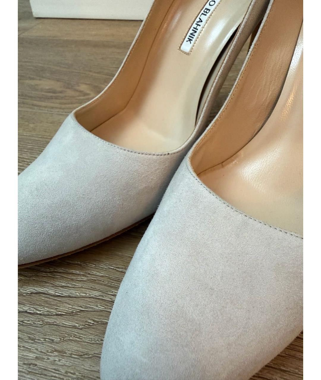 MANOLO BLAHNIK Бежевые замшевые туфли, фото 7
